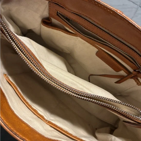 MICHAEL KORS Handbag Purse Large White Canvas Brown Leather Tote Bag - Picture 8 of 10